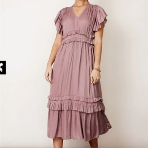 Bohme Willa Ruffle Midi Dress Small
